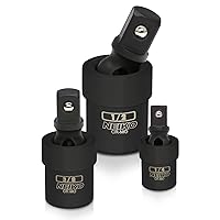 NEIKO 02486A Impact Universal Joint-Socket Swivel Set, Socket Extension Set Made From Cr-Mo with Included 1/4-, 3/8-, and 1/2-Inch Sockets, Set of 3