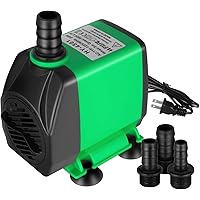 Simple Deluxe 60W 800GPH Submersible Pump (3000L/H), Ultra Quiet (10ft High Lift), 3 Nozzles with 5.2ft Power Cord for Fish Tank, Pond, Aquarium, Statuary, Hydroponics, Fountain