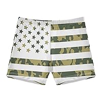 4th of July Boys' Swim Boxer Shorts American Flag Camouflage Military Kid's Swimwear Swim Trunks 3-10T