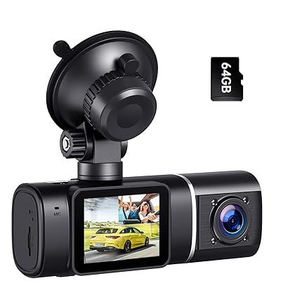 VSTARK Dual Dash Cam FHD 1080P Front and Inside Dash Camera with 64GB SD Card Infrared Night Vision Car Camera with 1.5