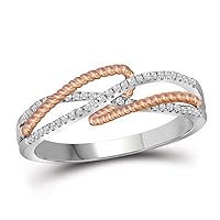 The Diamond Deal 10kt White Gold Womens Round Diamond Rope Fashion Band Ring 1/6 Cttw