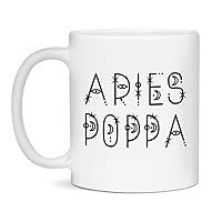Jaynom Aries Coffee Mug for Poppa | Zodiac Birthday Ceramic Tea Cup, 11-Ounce White