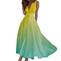 Woman Dresses Sundresses for Women 2024 Spring Summer Elegant Wrap V Neck Sleeveless Maxi Dress Dresses with for Women