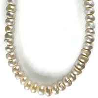 Freshwater Pearl Necklace 9x6mm White Freshwater Pearl Pearl Beads 18.7 inch Cultured Pearl Necklace for Women- AqBeadsUk