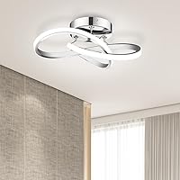 LED Flush Mount Ceiling Light, 12 Inch Mordern Ceiling Light Fixtures,Cool White 6000K Close to Ceiling Light,Chrome Ceiling Lamps for Hallway Bedroom Kitchen Laundry