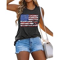Women's American Flag Tank Tops Fouth of July Summer Shirts Loose Sleeveless Graphic Tee