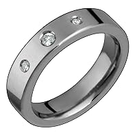 Kepa Stunning Titanium Ring with Diamonds Comfort Fit 5mm Wide Matte Finished Wedding Band For Him N Her