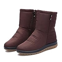 Snow Boots Autumn and Winter Tube Plus Velvet Waterproof Cloth Soft Bottom Women's Shoes Large Size Beef Tendon Softening high Cotton Shoes Warm Cotton Shoes (Color : Brown, Size : 35)
