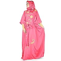 Aiza Kaftan Embroidery Long Muslim Jalabiya Dress KF-018 Pink