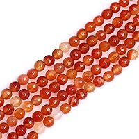 GEM-Inside 6mm Faceted Red Orange Carnelian Gemstone Loose Beads Natural Energy Power Beads for Jewelry Making Round 15