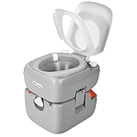 YITAHOME Portable Toilet 5.8 Gallon, Travel RV Potty with Level Indicator, T-Type Water Outlets, Anti-Leak Handle Water Pump, Rotating Spout, for Camping, Boating, Hiking, Trips