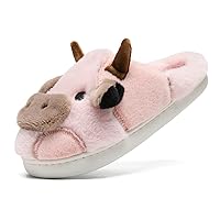 sharllen Fuzzy Cow Slippers for Kids Cute Fluffy Cow Kids House Slippers Toddler Girls Boys Animal Cartoon House Shoes for Indoor Outdoor
