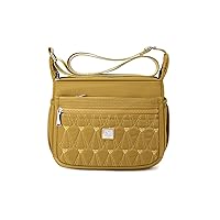 Oichy Crossbody Bags for Women Waterproof Shoulder Bag Casual Nylon Purse Handbag Messenger Bag Lightweight Pocketbooks (Yellow,S)