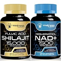 NAD Supplement, 1500mg - Liposomal NAD+ Supplement with Resveratrol, NAD Plus Boosting Supplement │Shilajit Pure Himalayan Organic Capsules with Naturally Occuring Fulvic Acid