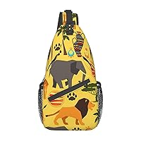 Africa Elephant Sling Backpack, Multipurpose Travel Hiking Daypack Rope Crossbody Shoulder Bag