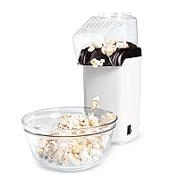 Hot Air Popcorn Popper, Healthy and Delicious Popcorn in Minutes, Fast and Easy-to-Use, Built-In Measuring Cup and Butter Warmer, 8 Cups, White