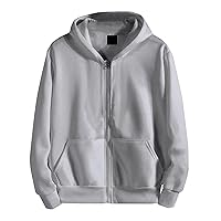 Mens Plain Basic Hoodie Full Zip Fleece Sweatshirt Casual Hooded Outerwear Jacket With Pocket Hoodies For Men