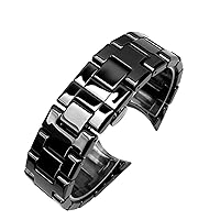 Ceramics Watchband for Armani AR1451 AR1452 AR1400 AR1410 Watch Strap with Stainless Steel Butterfly Clasp 22 24mm Watchbands (Color : AR1400)