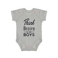Thank Heaven for Little Boys Baby Outfit Seasonal Holiday Romper Outfit Baby Gift Baby Clothing Grey Style 28 12months