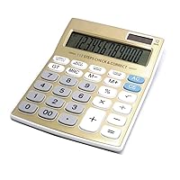 Meichoon Standard Function Desktop Calculator, Solar Battery Dual Power with 12 Digit Large LCD Display Basic Calculating Machine for Office/Home Elegant Design KA05