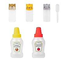 ZIIVARD 5 Pieces Mini Condiment Squeeze Bottles Plastic Ketchup Bottle Bento Box Honey Salad Container,0.84/0.1oz