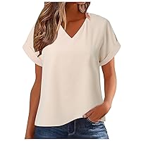 Women's T Shirts Dressy Blouses Cotton Short Sleeve Soft Side Shirring Tee Trendy Women Tshirts
