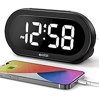 USCCE Small LED Digital Alarm Clock with Snooze, Easy to Set, Full Range Brightness Dimmer, Adjustable Volume with 5 Alarm Sounds, USB Charger, 12/24Hr, Compact Clock for Bedrooms, Bedside, Desk