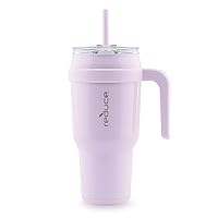 REDUCE Cold1 40 oz Tumbler with Handle - Vacuum Insulated Stainless Steel Water Bottle for Home, Office or Car, Reusable Mug with Straw or Leakproof Flip Lid, Keeps Drinks Cold All Day- Lilac Bud