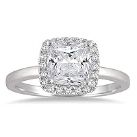 AGS Certified 1 1/6 Carat TW Cushion Cut Diamond Halo Ring in 14K White Gold