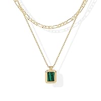 PAVOI 14K Gold Plated Colored Stone Pendant Necklace for Women | Layering Necklace for Women