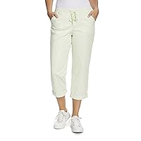 Bandolino Women's Utility Pull On High Rise Straight Leg Capri Jeans, Canary Green, 12 Regular