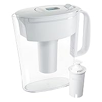 Brita Water Filter Pitcher for Tap and Drinking Water with 1 Replacement Filter, 6 Cup Capacity, Christmas Gift For Men and Women, BPA Free, White