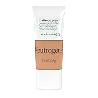 Neutrogena Clear Coverage Flawless Matte CC Cream, Full-Coverage Color Correcting Cream Face Makeup with Niacinamide (b3), Hypoallergenic, Oil Free & -Fragrance Free, Wheat, 1 oz