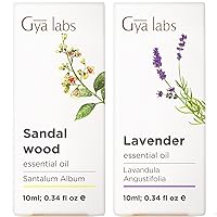Sandalwood Essential Oils for Diffuser & Lavender Essential Oil for Diffuser Set - 100% Natural Aromatherapy Grade Essential Oils Set - 2x0.34 fl oz - Gya Labs