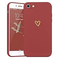 for iPhone SE Case 2022/2020, iPhone 8 iPhone 7 Case for Women Girls Silky Soft Protective Shockproof Silicone Phone Case with Cute Heart Design, Red