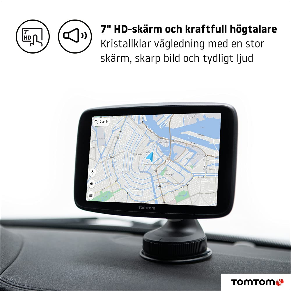 TomTom Car Sat Nav GO Discover, 7 Inch, with Traffic Congestion and Speed Cam Alerts Thanks to TomTom Traffic, World Maps, Quick-Updates via WiFi, Parking Availability, Fuel Prices, Click-Drive Mount
