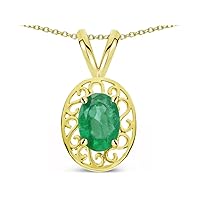 Solid 10K Gold Vintage Style Filigree Oval 6x4mm Pendant Necklace