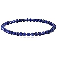 4mm Smooth Round Lapis Lazuli Stretch Bracelets in Various Sizes (6, 6.5, 7, 7.5, 8 Inches)
