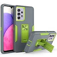IVY 2in1 PC TPU Full Body Protective Case Cover for Samsung Galaxy A33 (5G) with Stand, Car Magnetic Suction, Screen&Camera Protection - Gray&Green