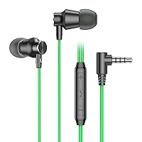 Langsdom Wired Earbuds, in Ear Gaming Headphone with Mic and Volume Control, 3.5mm Jack Stereo Bass Gaming Earbuds for Smartphone,Switch, PS4, Xbox One, PC (Black Green)