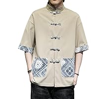 Summer Chinese Style Youth Hanfu Short-Sleeve T-Shirt for Men