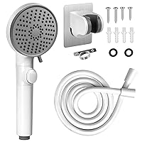 RV Shower Head with Hose, High Pressure 5 Mode Shower head Replacement, Shower Head for RV/Campers, Travel Trailer, Motorhome for Water Saving, Shower Head Holder and Hose, On Off Switch, White