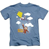 Popfunk Curious George Kite Flying Youth T Shirt & Stickers (4) Light Blue