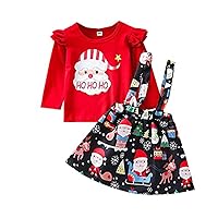 Christmas girls' two-piece suit,girls' holiday party skirt little flying sleeve T-shirt top suitsuits.