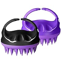 HEETA Shampoo Brush, 2-Pack Upgraded Wet and Dry Hair Scalp Massager Brush with Soft Silicone Hair Brush for Women, Men, Pets(Black & Purple)