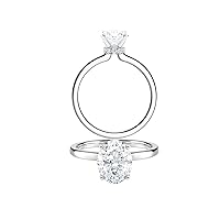 Diamond Wish IGI Certified 1 to 3 Carat Oval Shape Lab Grown Diamond Ribbon Halo Engagement Ring for Women in 14k Gold (I-J, VS-SI, cttw) Wedding Anniversary Promise Ring Size 4 to 9