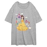 Disney Women's Junior's Belle and The Castle Oversized Tee