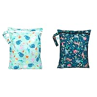 Bumkins Waterproof Wet Bags for Baby - Jungle and Ocean Life Blue Patterns - 12