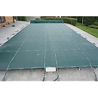 Green Inground Pool Cover, Rectangular/Kidney Shaped/Square Solid Pool Net Cover, Pool Protection Mesh, Load 200kg/440 lbs, with Brass Anchors and Stainless Steel Spring (Color : Green, Size : 4.5