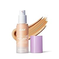 Crystal Glow Peptide-Infused Foundation, 2-in-1 Multitasking Korean Makeup with Blurring Face Primer, Luminizer, Hydration & Skin Defense for a Flawless Finish, 1.01 Oz, Light Neutral